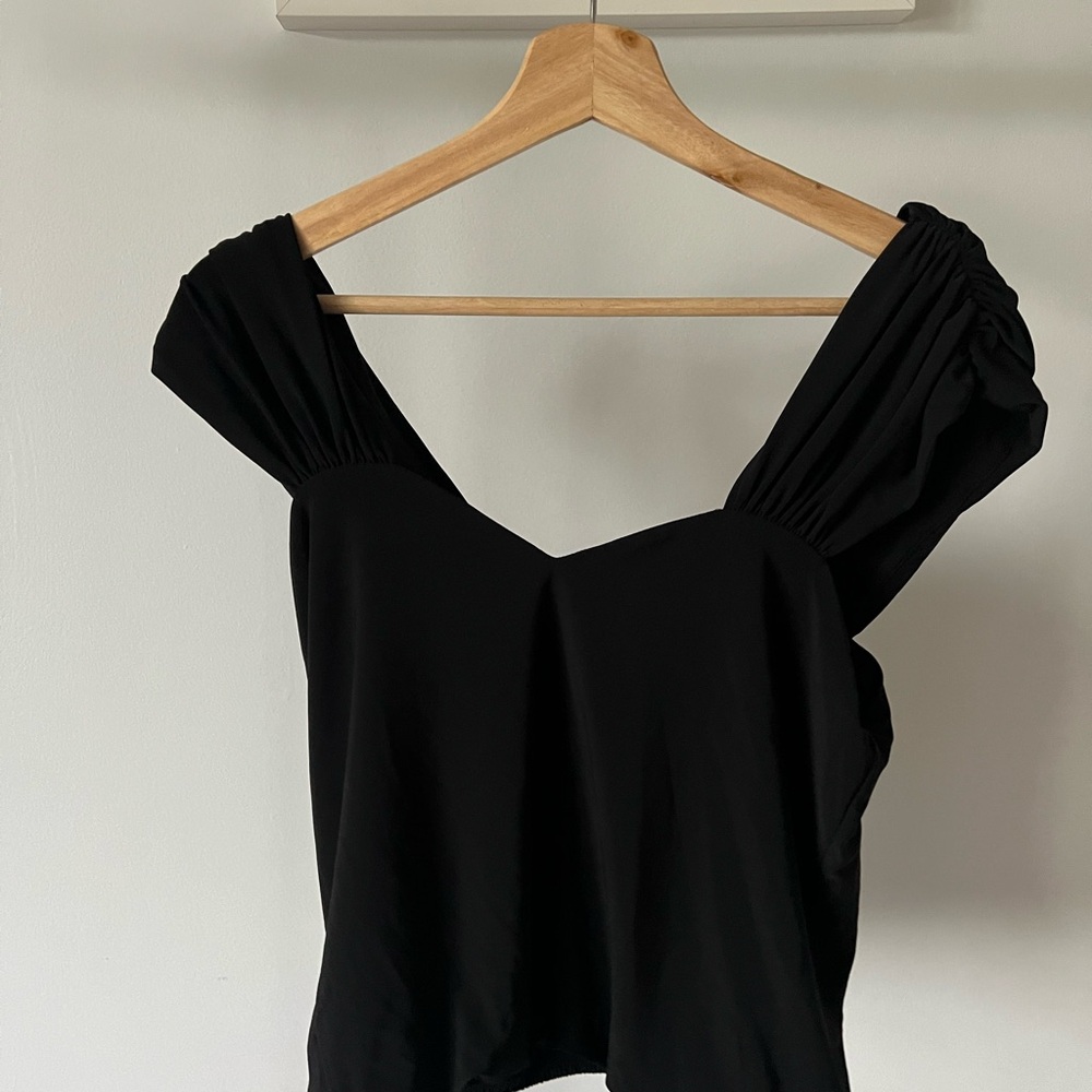 Express Black Ruched Sleeveless Blouse